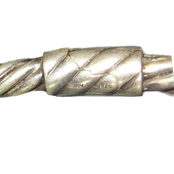 Effy®Ruby Twisted Bangle Bracelet in 18K Gold Trim Sterling Silver Bangle - Picture 6 of 6